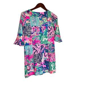 Lilly Pulitzer Girls Dress- Mini Sophie Ruffle‎ Dress- Patchwork Southern Shift